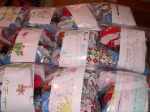The three goody bags went into a zip lock bag with a note from the children and a card from us.