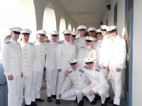 Bravo knobs pose on 4th division (4th Floor) in their dress whites, March 2008