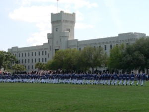 Seniors in the Class of 2008 march in the Long Gray Line.
