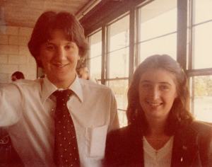 By my senior year I was a student assistant in the Sports Information office at the University of Richmond. This photo with long time freind, Tom Allen, was taken in the football press box. 1980
